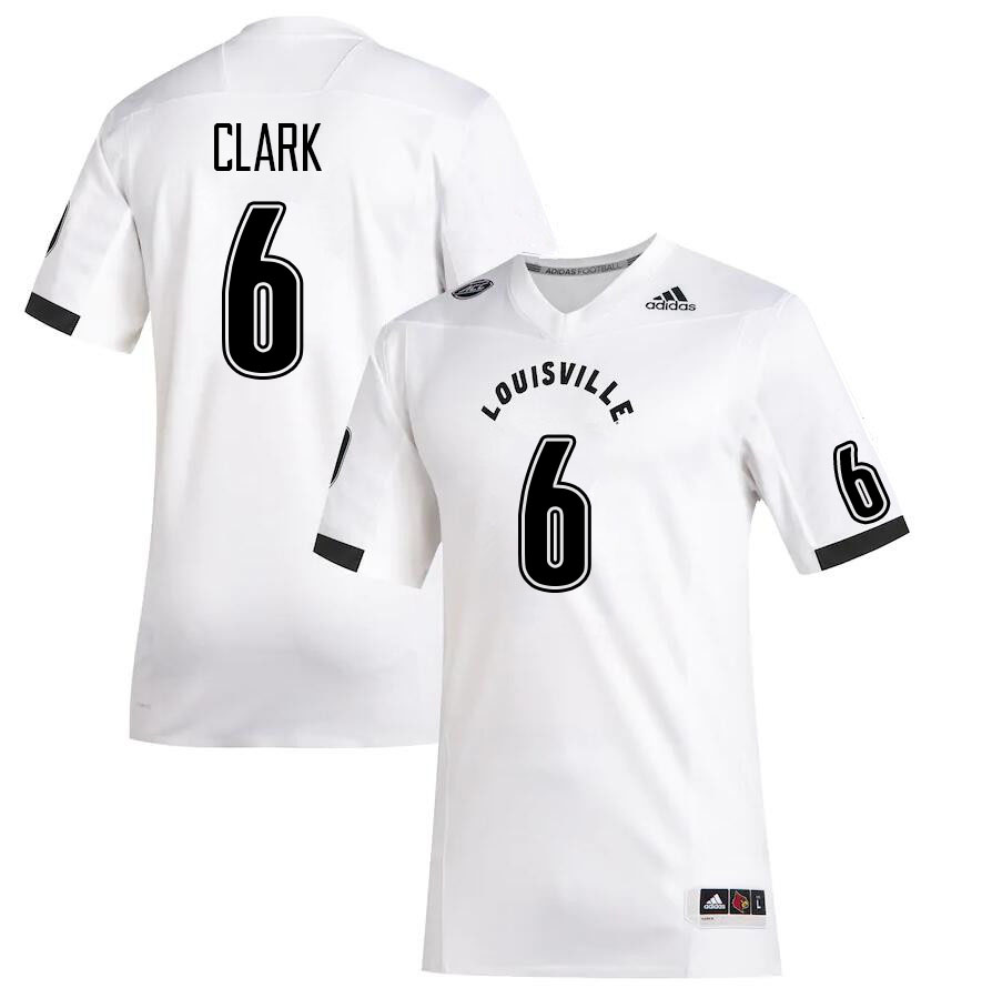 Men #6 Stanquan Clark Louisville Cardinals College Football Jerseys Stitched Sale-White - Click Image to Close